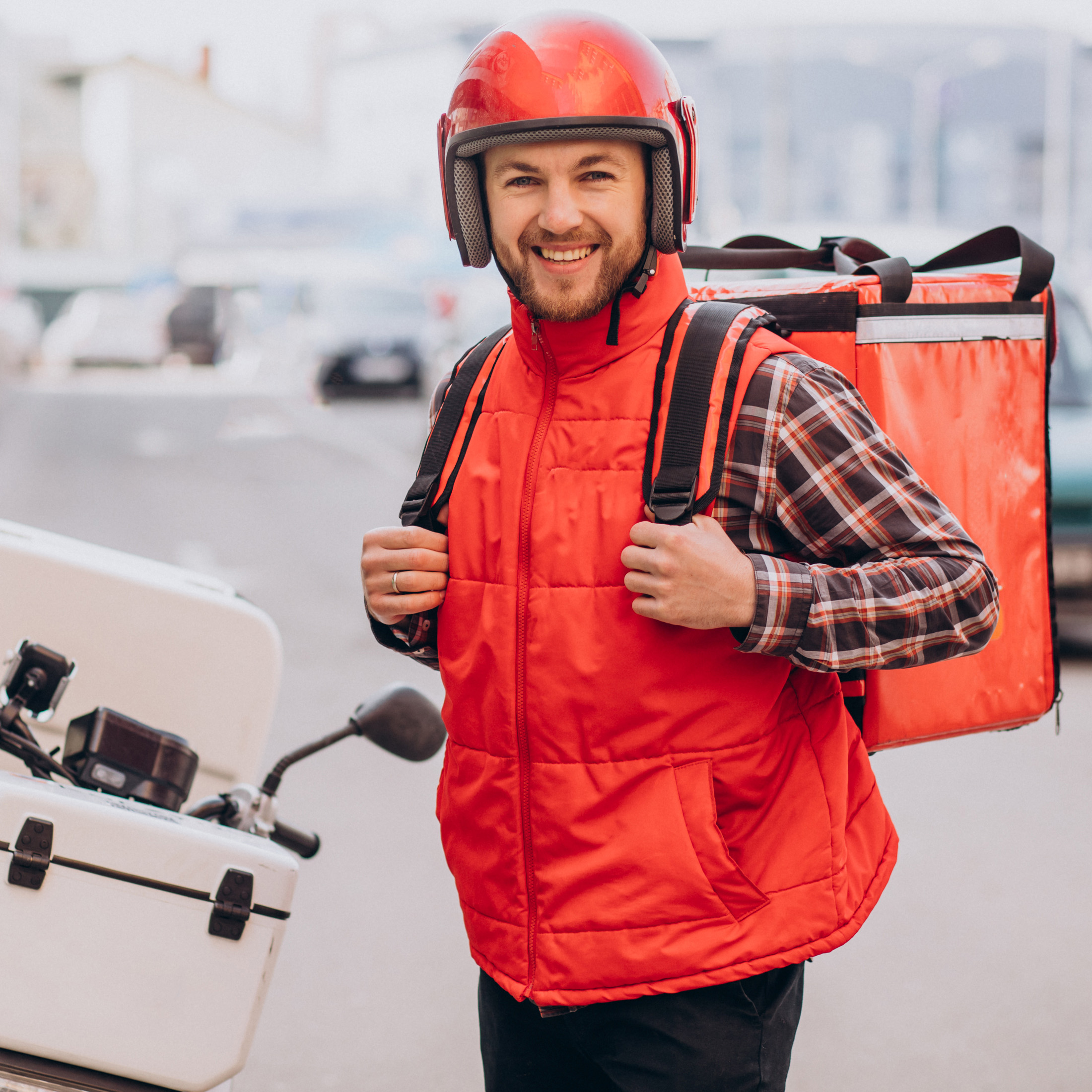 Food delivery boy delivering food on scooter